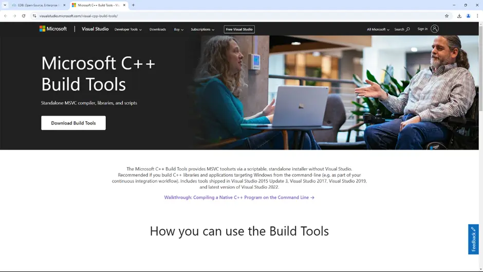 Installation of the C++ kit using Visual Studio Tools Installation of the C++ kit using Visual Studio Tools