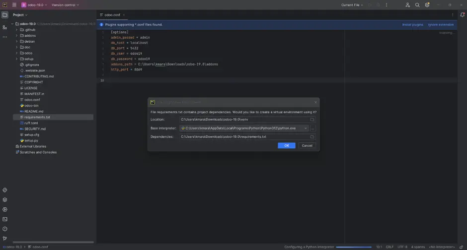 Configure Odoo 19 Development Environment in PyCharm Configure Odoo 19 Development Environment in PyCharm