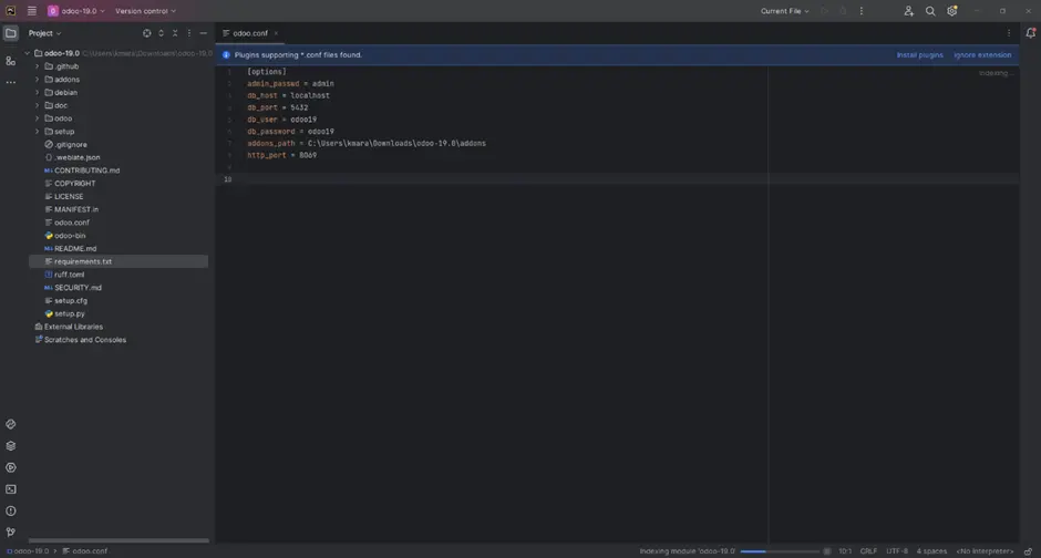 Configure Odoo 19 Development Environment in PyCharm Configure Odoo 19 Development Environment in PyCharm