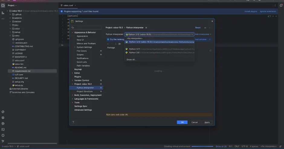 Configure Odoo 19 Development Environment in PyCharm Configure Odoo 19 Development Environment in PyCharm