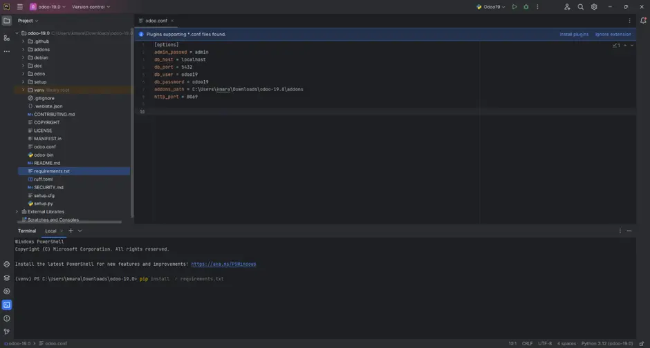 Configure Odoo 19 Development Environment in PyCharm Configure Odoo 19 Development Environment in PyCharm